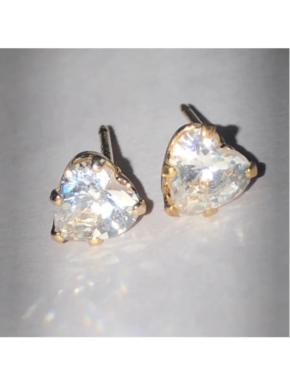 Gold Plated Sterling Silver L 925 Heart Dainty Stud Earrings